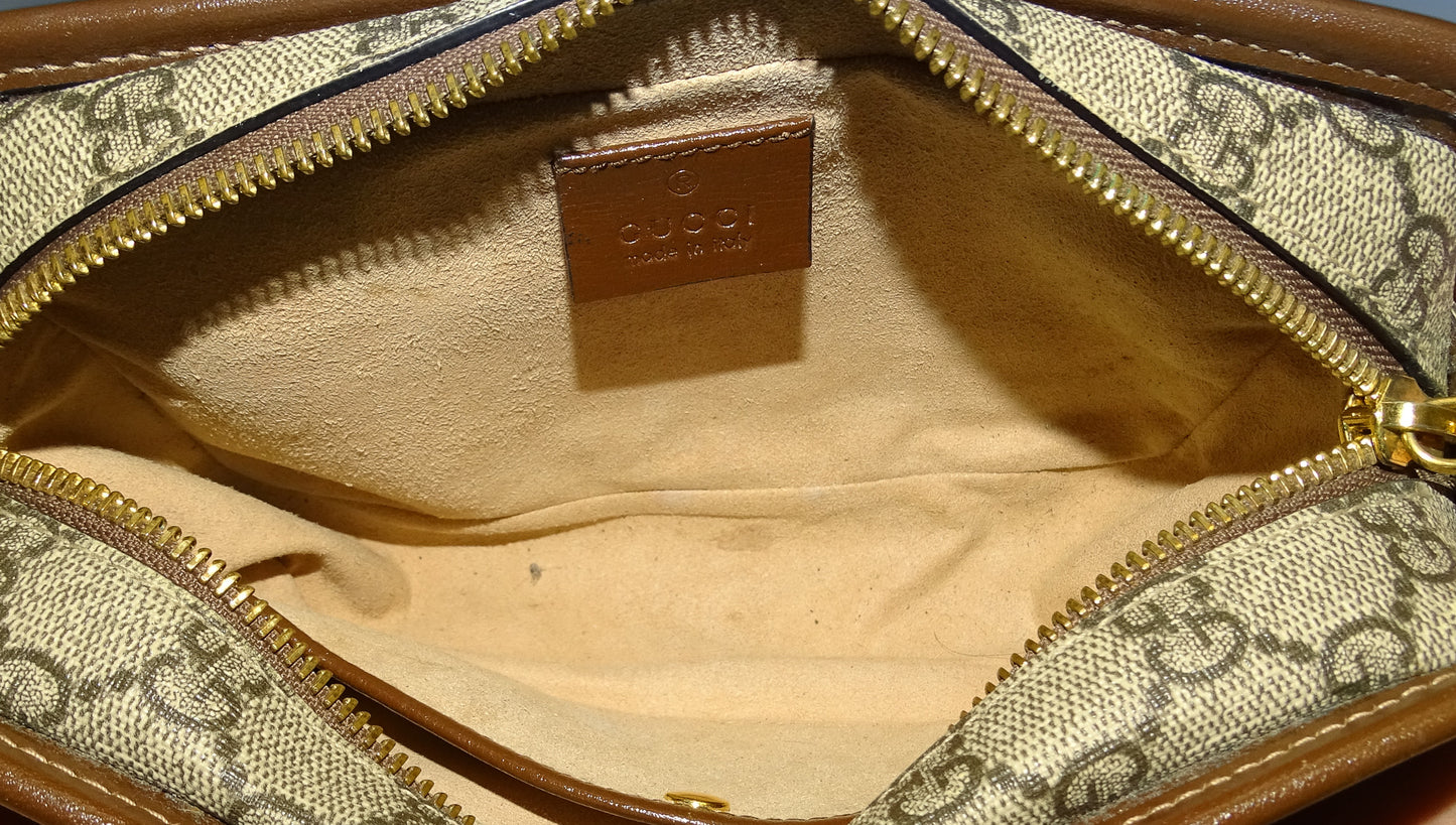 Gucci Interlocking G Mini Bag GG Supreme and Brown Leather