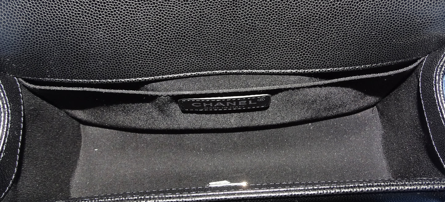 Chanel Boy Bag Medium Black with Ruthenium HW (NFID)