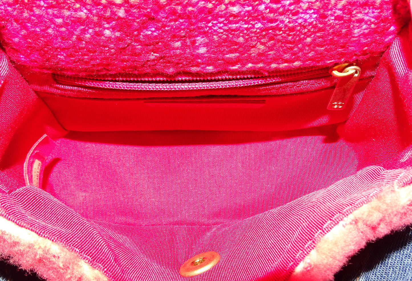 Chanel Classic Mini Square Pink Shearling and Tweed 2020