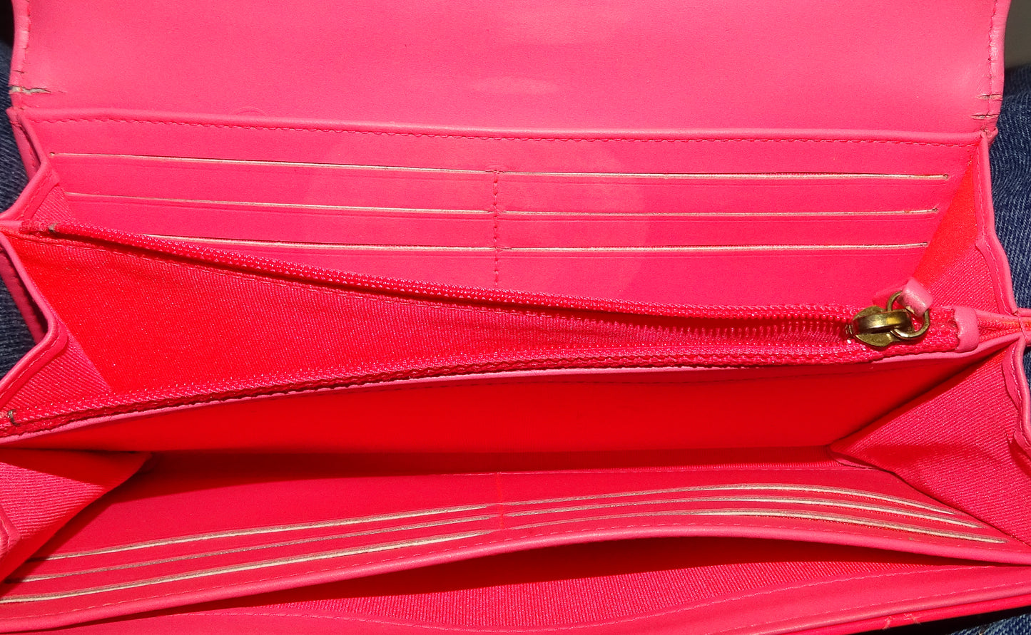 Chanel Boy Wallet Long Flap Neon Pink Patent 2016