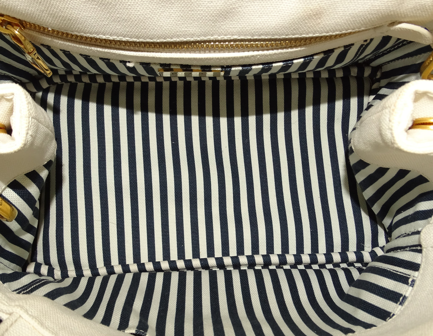 Prada Canapa Logo Convertible Canvas Tote White Small