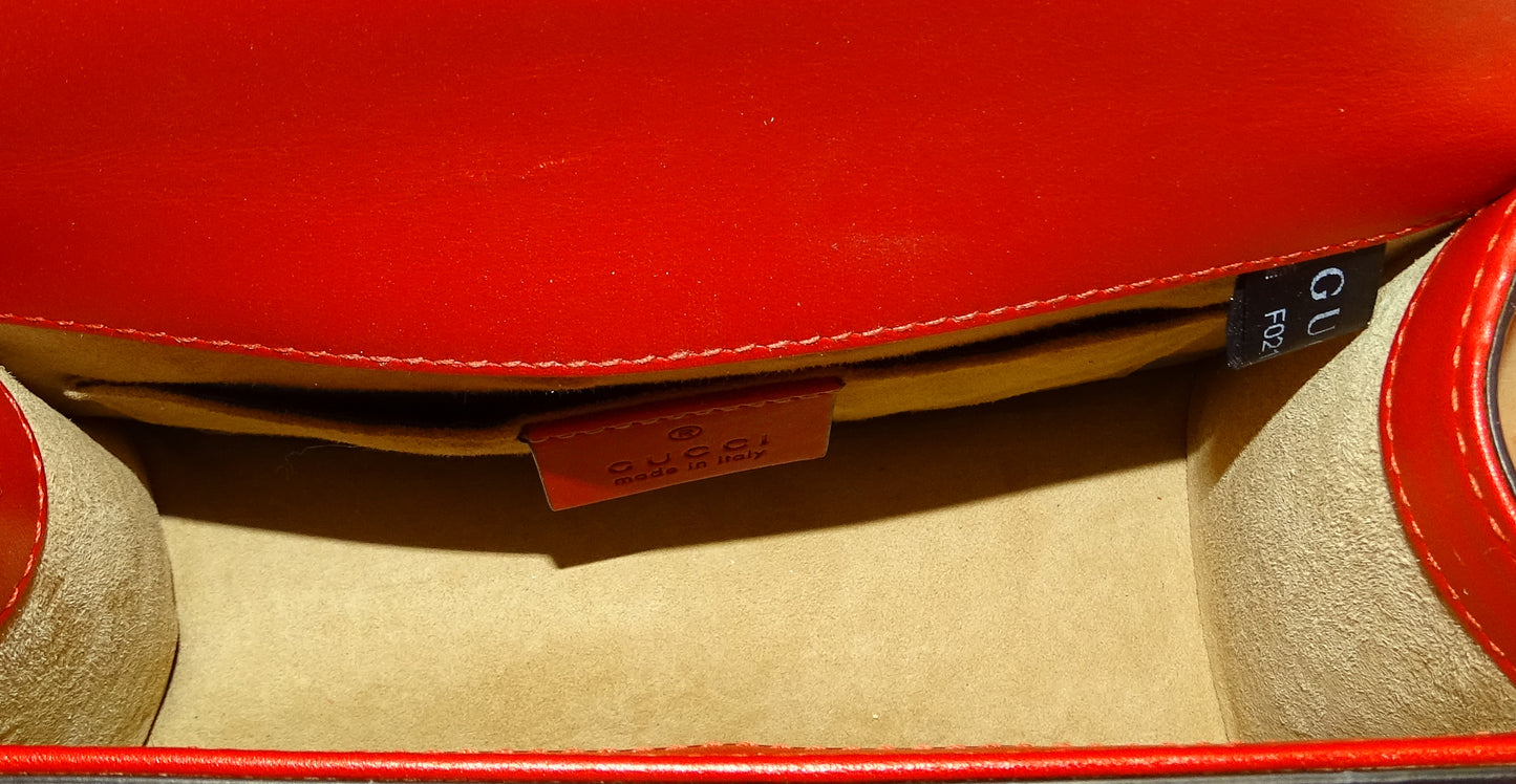Gucci Red Leather Mini Sylvie Chain Bag