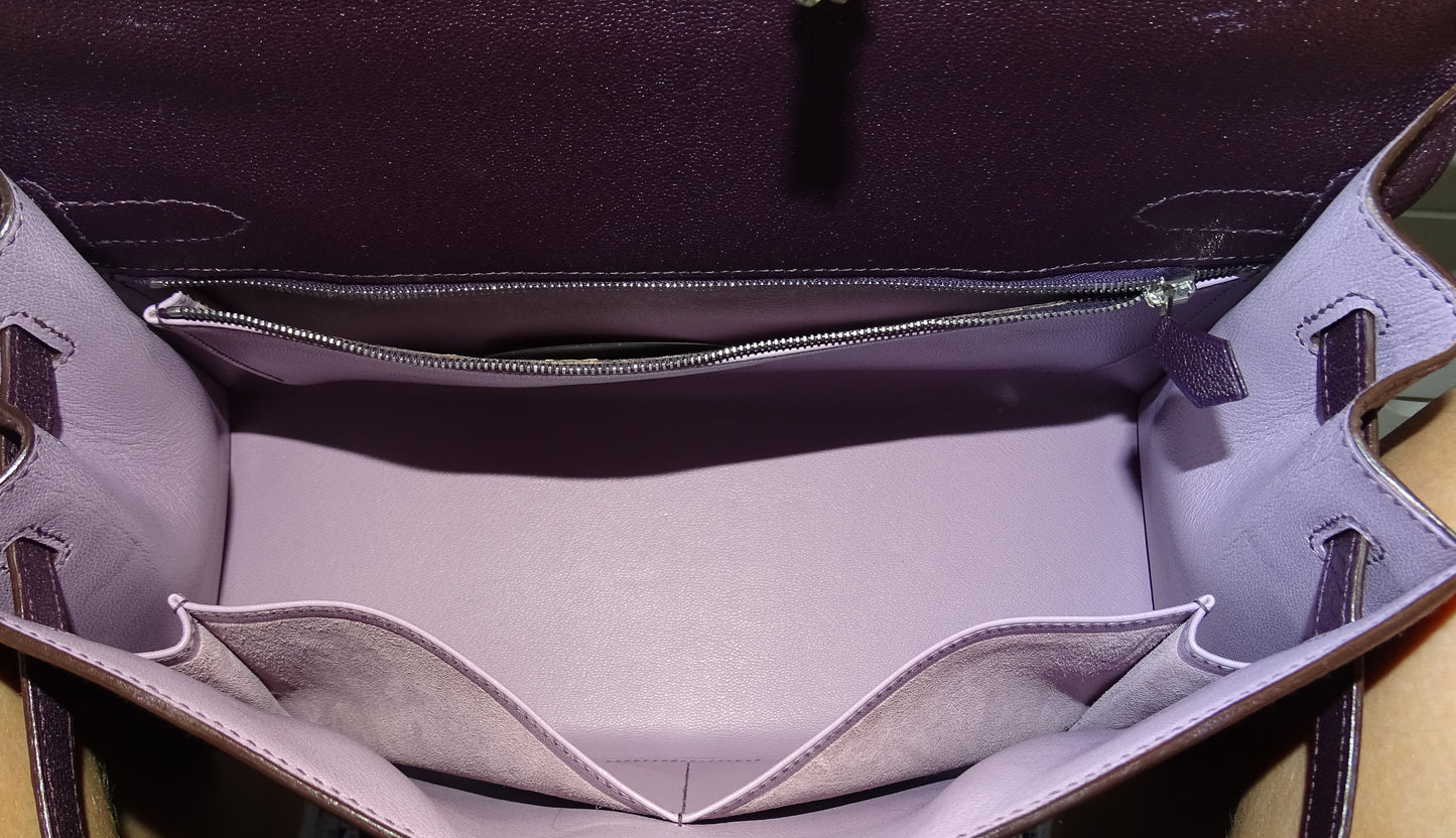 Hermes Kelly 32 Sellier Chevre De Coromandel Raisin PHW 2005