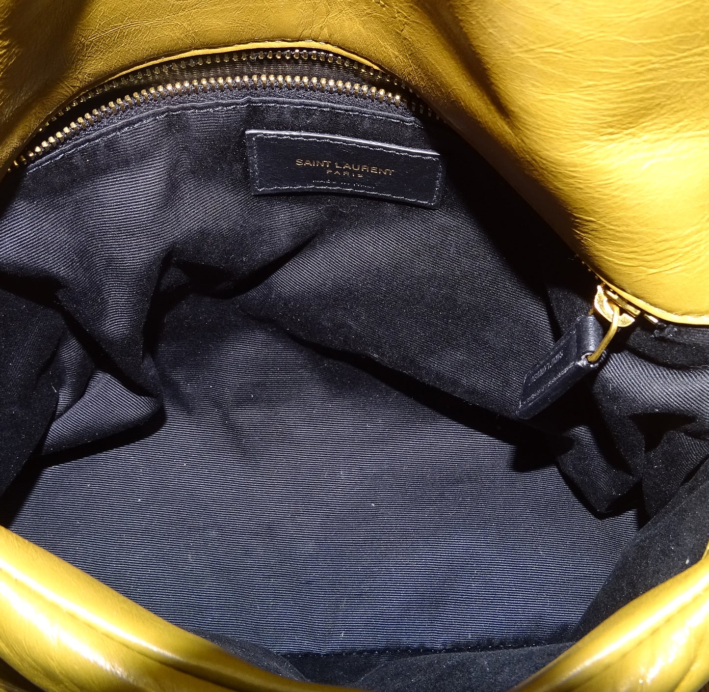 Saint Laurent Tabac Brown Shiny Leather Small Puffer