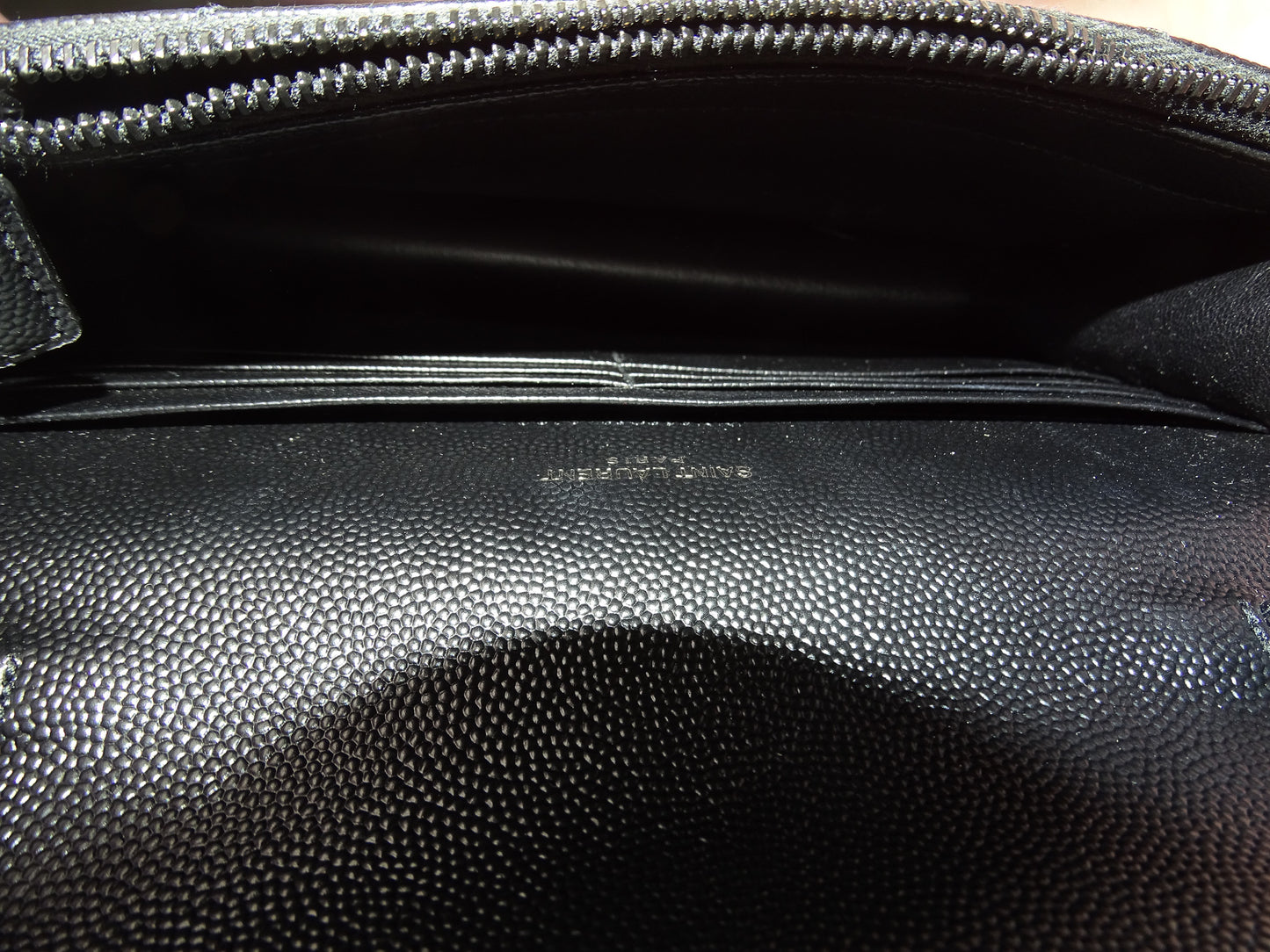 Saint Laurent Cassandre Envelope Wallet on Chain  Grain De Poudre All Black