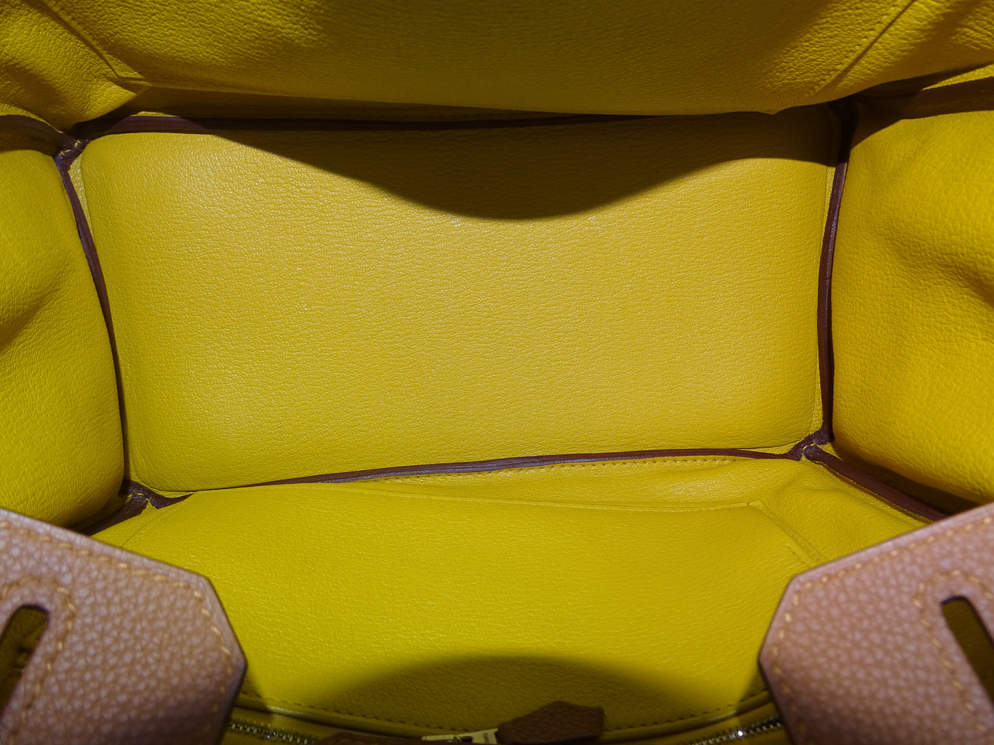 Hermes Birkin 30 Officier Gold Togo leather & Jaune Ambre Swift PHW 2018