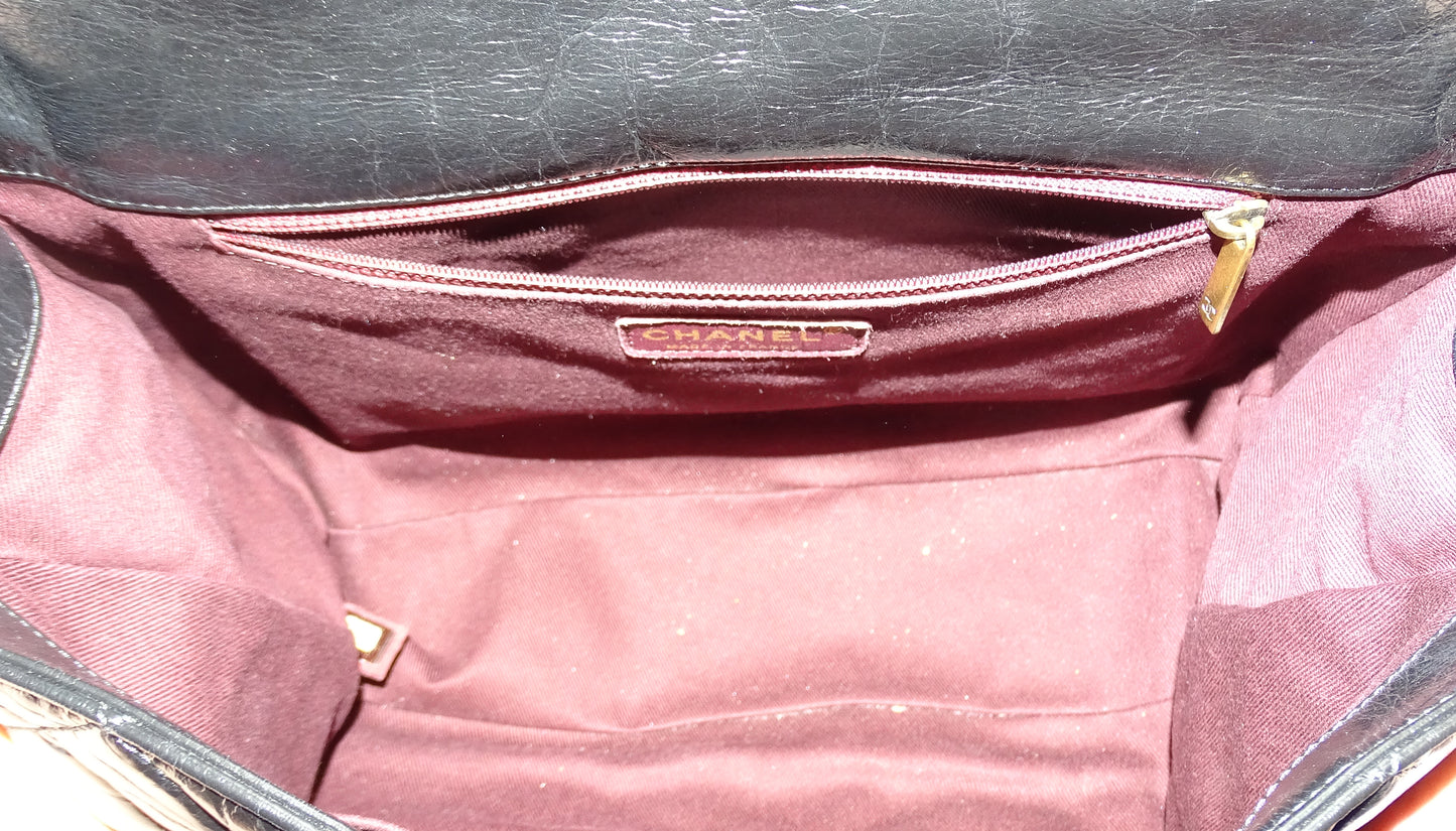 Chanel Castle Rock Bag Paris Edinburgh Black Glazed Leather GHW 2013/14