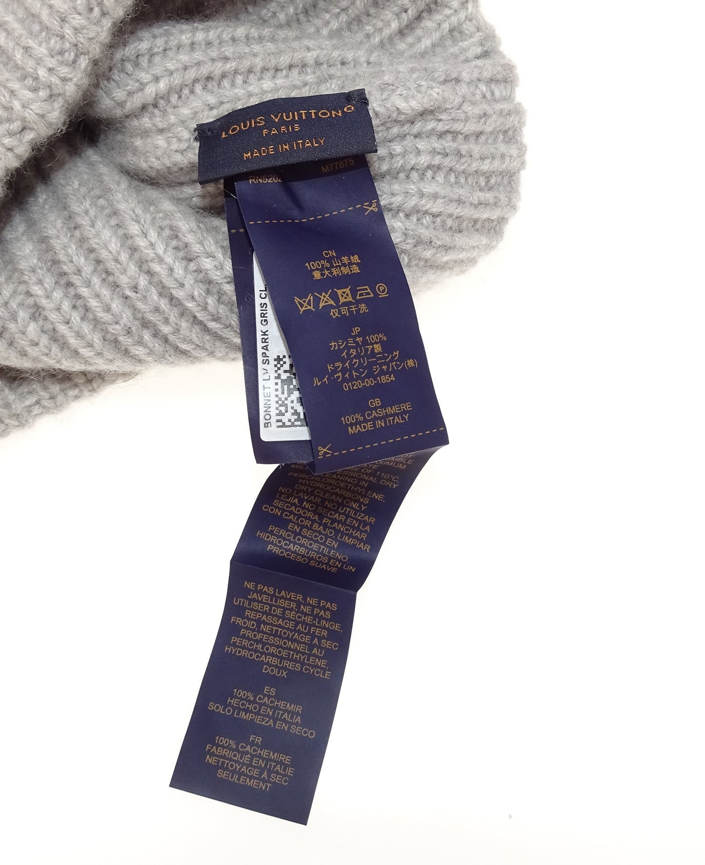 Louis Vuitton LV Spark Beanie Grey 100% Cashmere