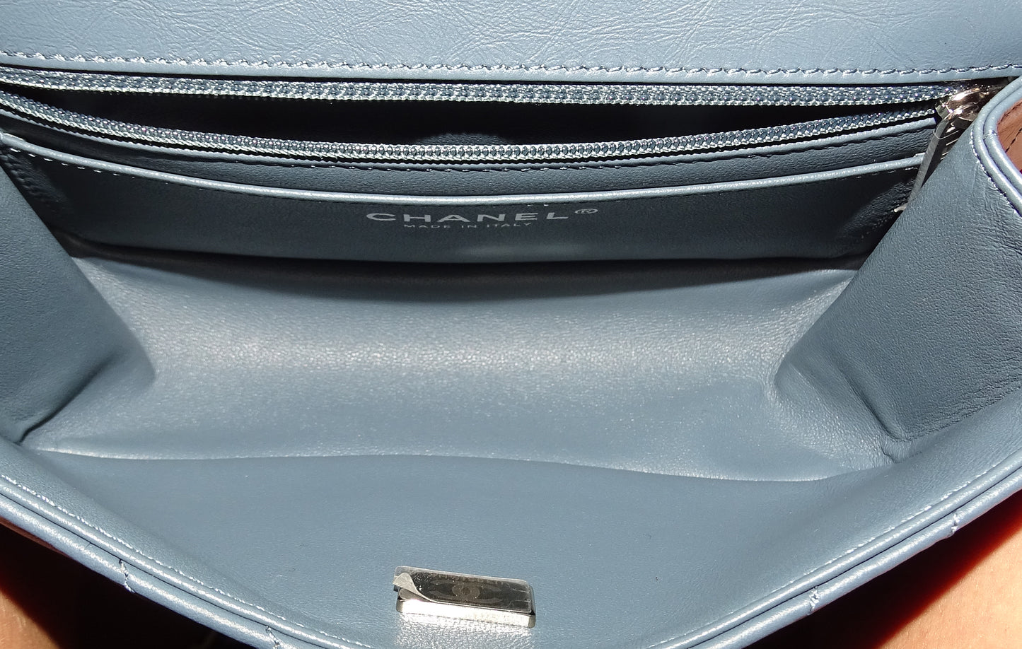 Chanel 2.55 Reissue Flap Bag In Aged Calfskin Chevron Blue 2023