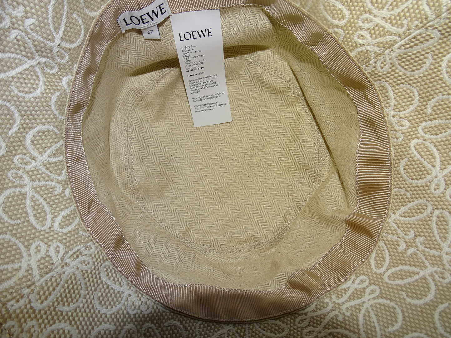 Loewe Bucket Hat Beige Anagram Jacquard  (size 57)