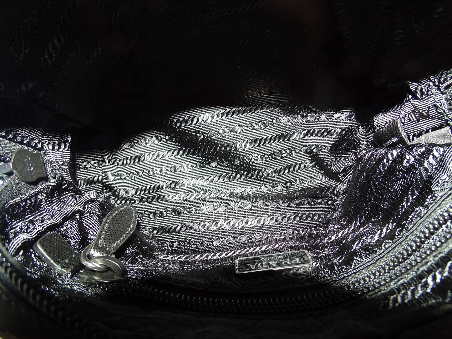 Prada Wristlet Black Nylon and Saffiano