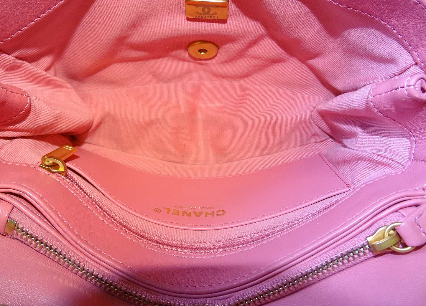 Chanel Pink Leather and Gold-tone HW Mini Accordian Coco Crush Flap Bag