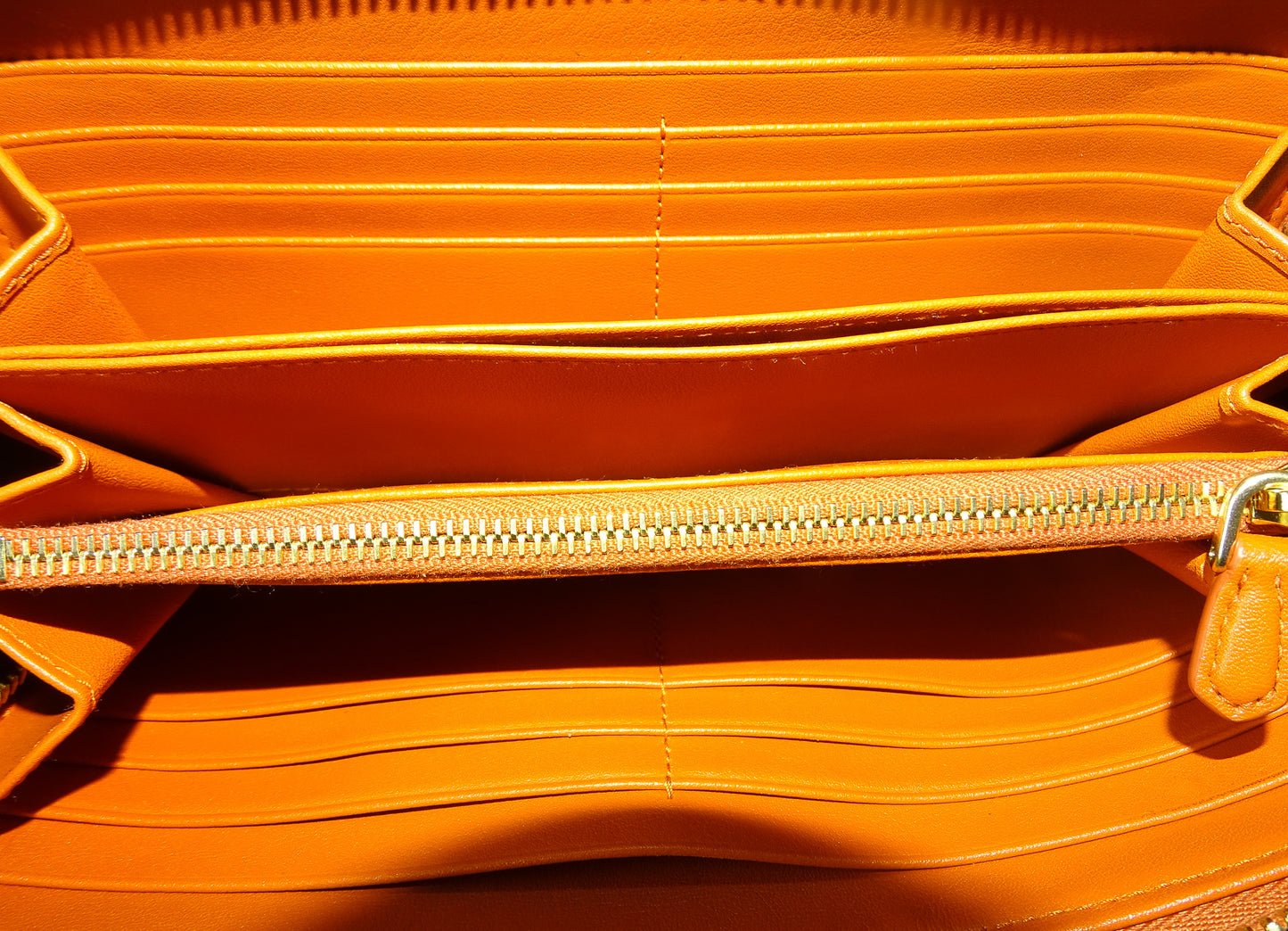 Prada Long Zipped Wallet Orange Saffiano