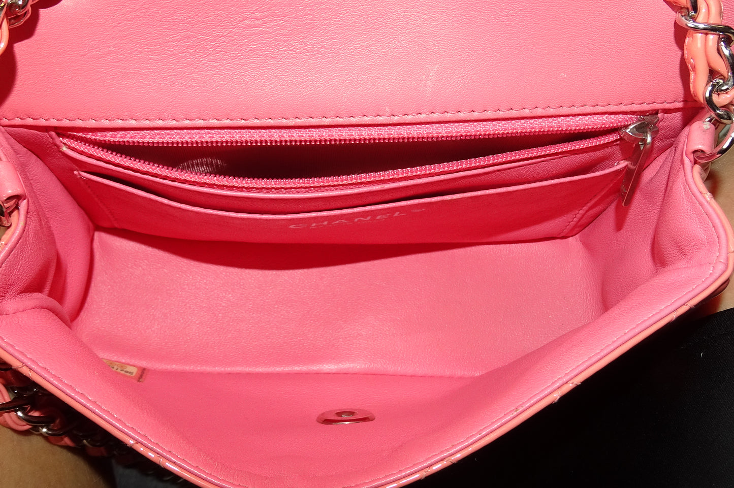 Chanel Classic Mini Rectangle Flap Pink Patent SHW 2015/16