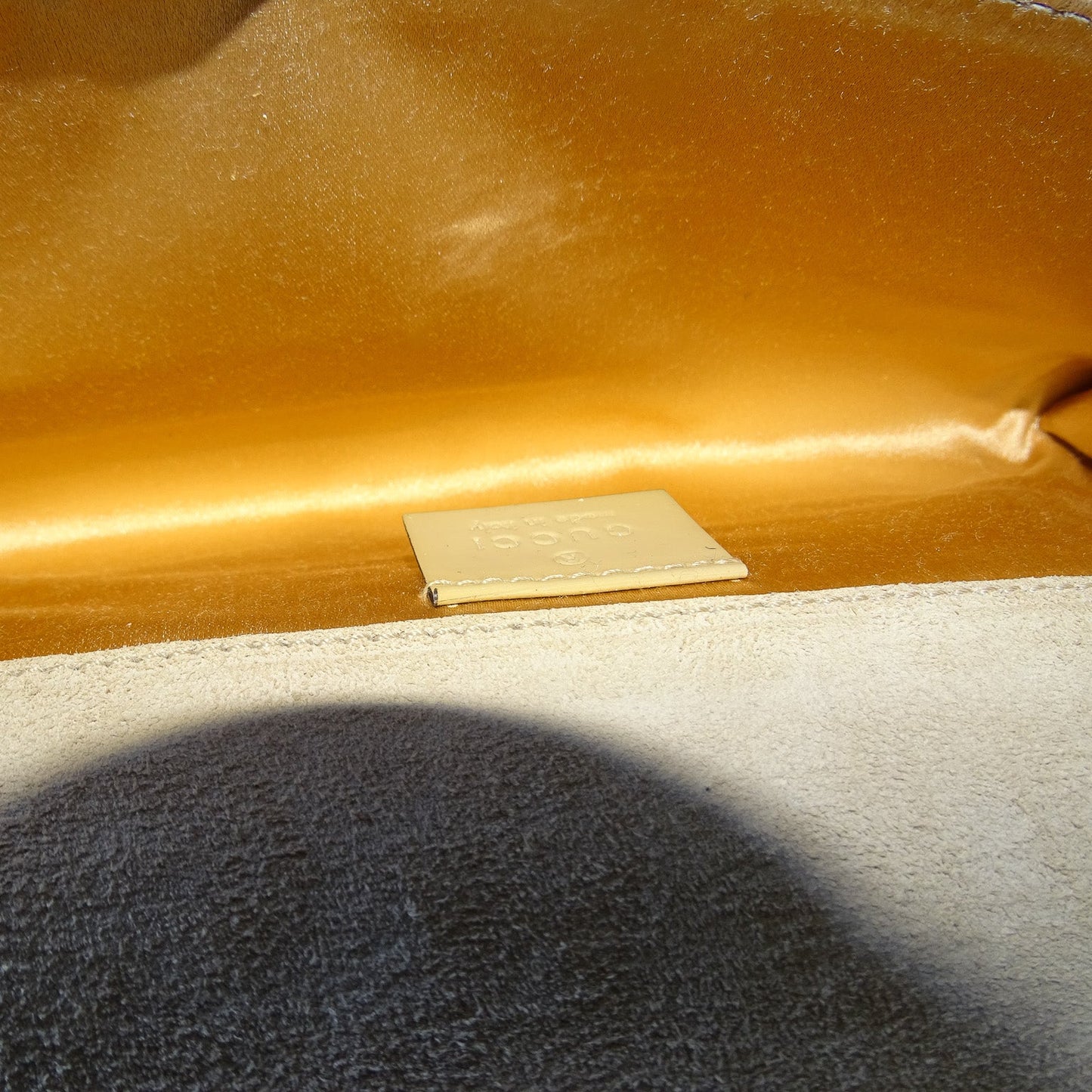 Gucci Patent Romy Clutch Beige Vintage