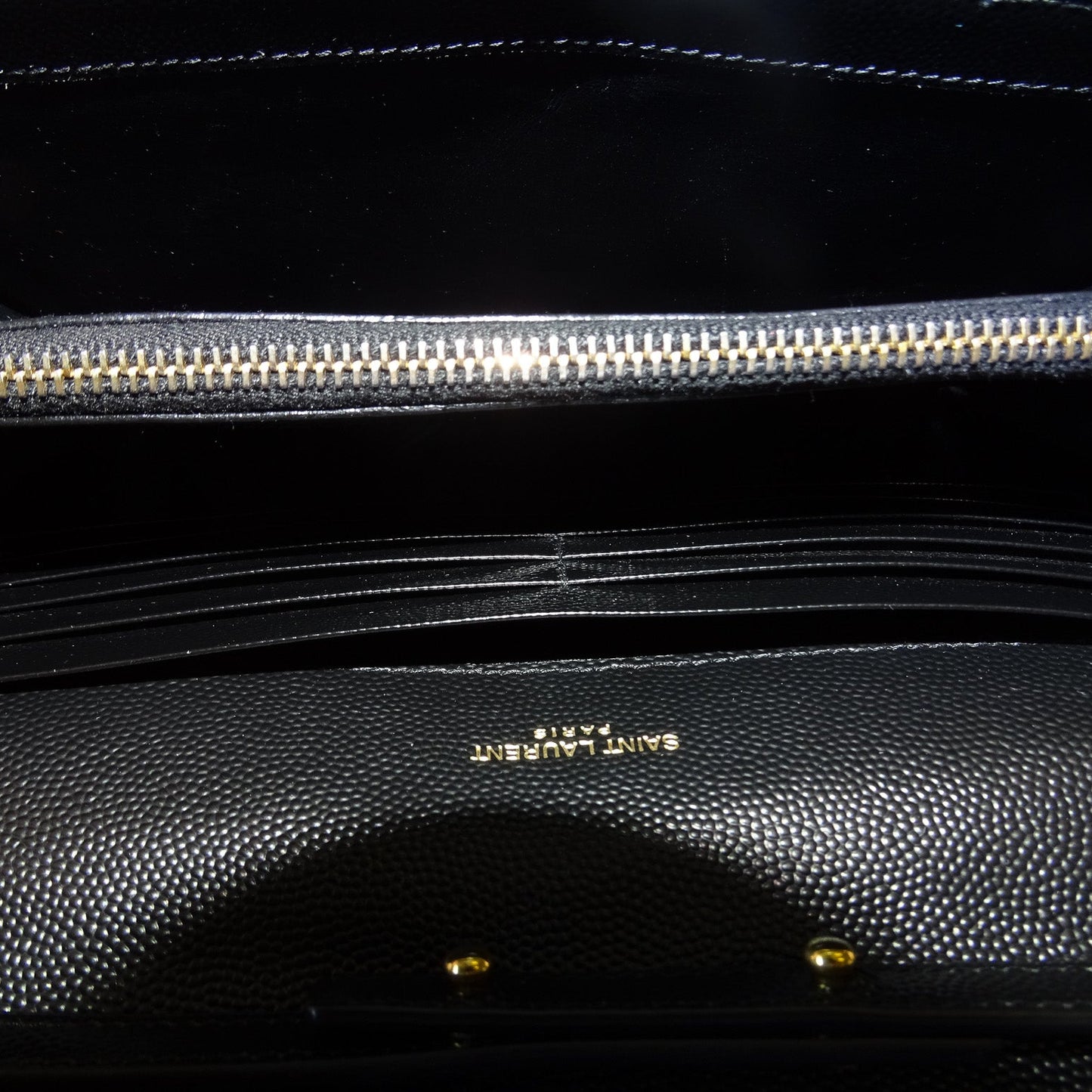 Saint Laurent Cassandre Chain Wallet Black Gold HW 2022