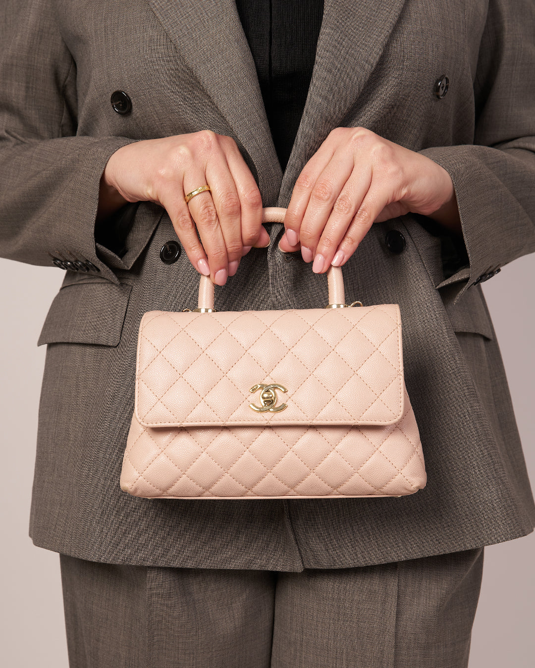 Chanel Pale Pink Caviar Small Coco Handle (NFID)