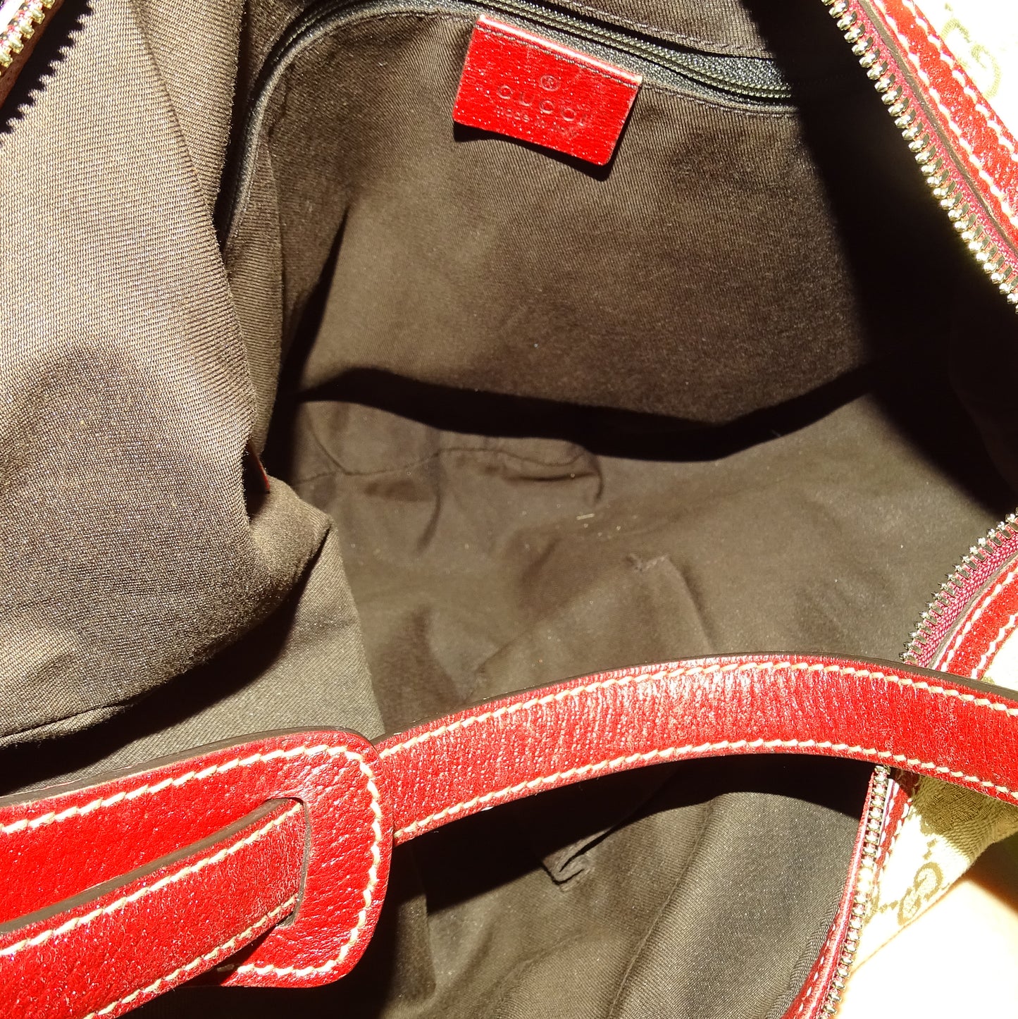 Gucci Princy Hobo GG Canvas and Red Leather