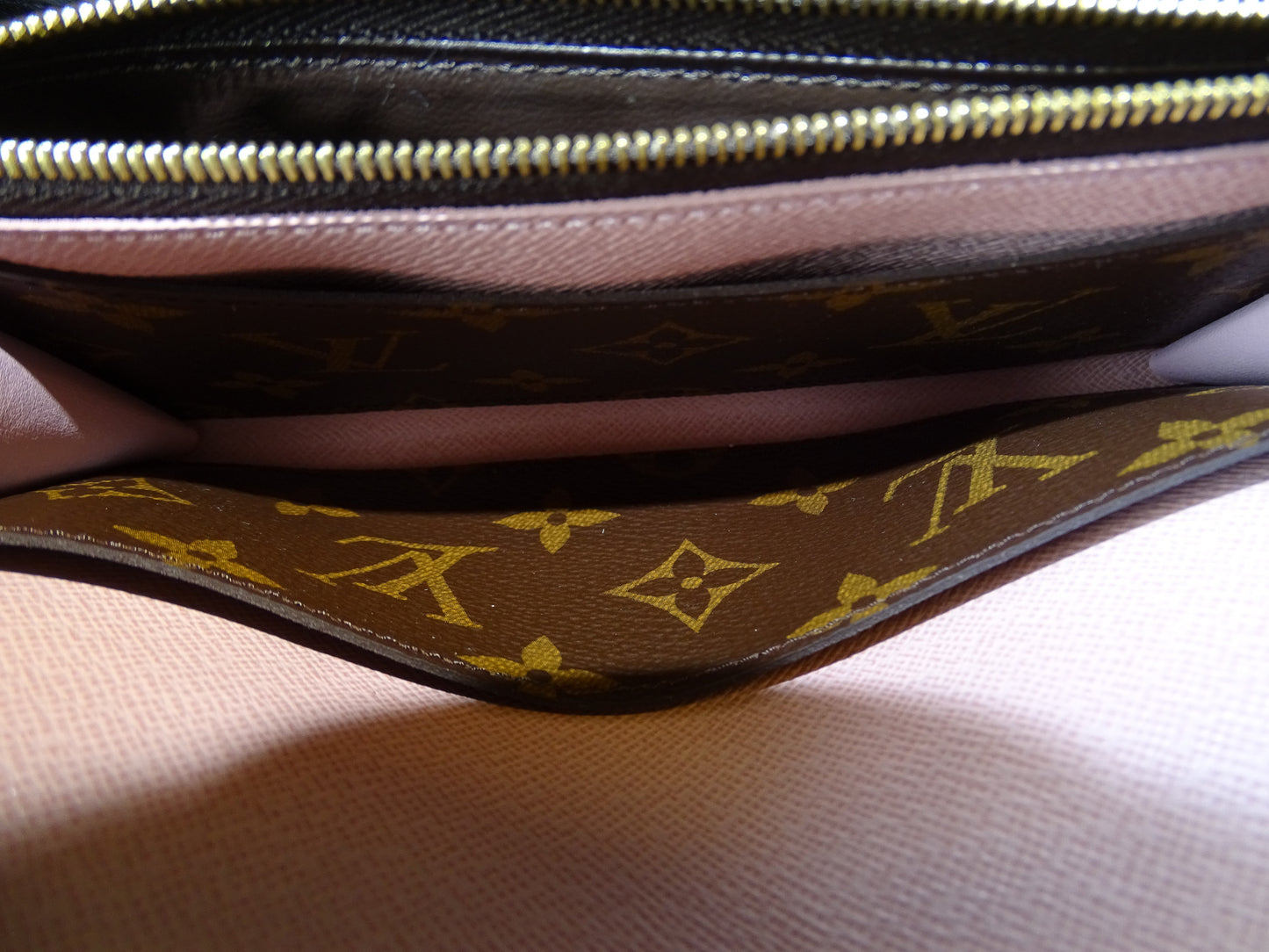 Louis Vuitton Emilie Wallet Damier Ebene and Rose Ballerine (NFID)