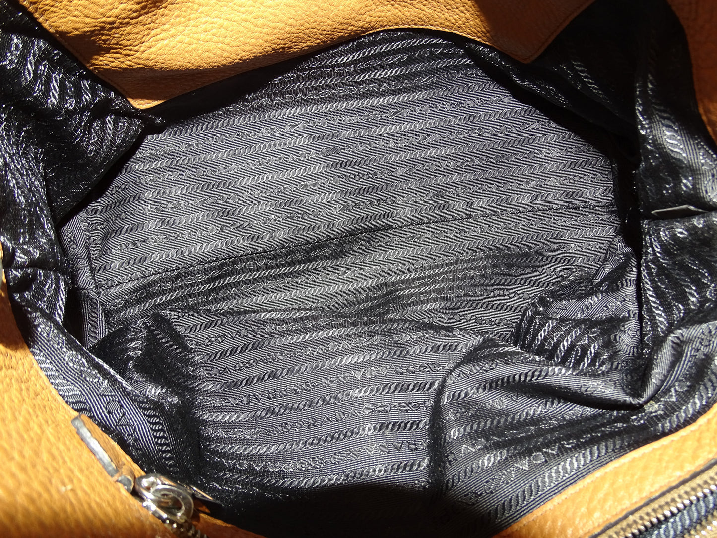 Prada Handbag Brown Grained Leather SHW
