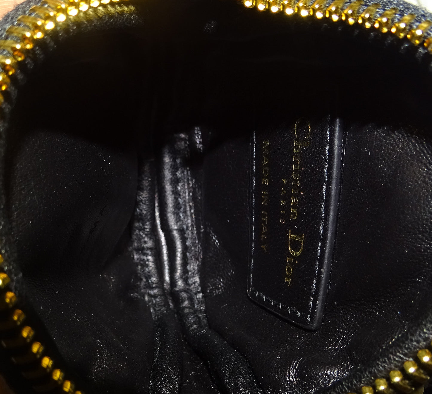 Dior Black Lambskin Mini Cannage Round Caro Crossbody Pouch