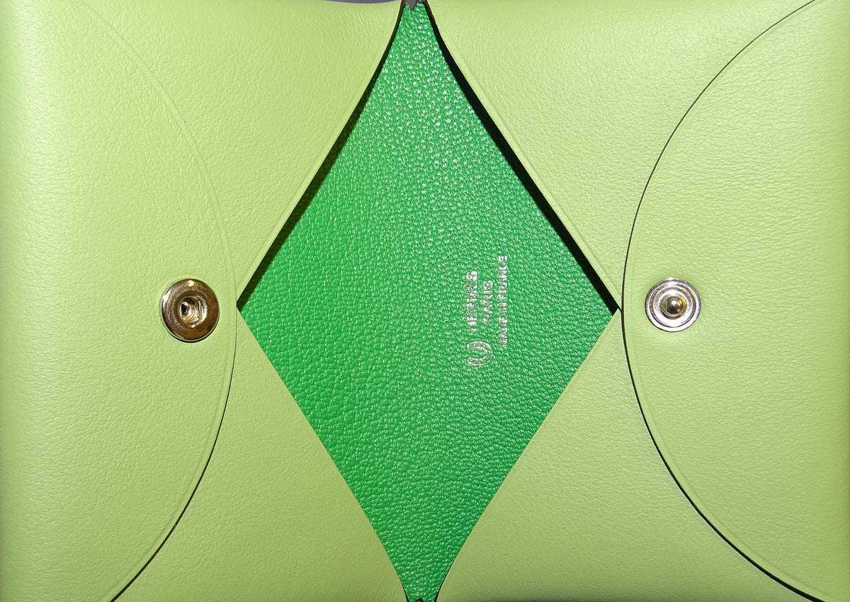 Hermes Calvi Card Holder In Swift & Chevre Vert Criquet & Bambou 2023