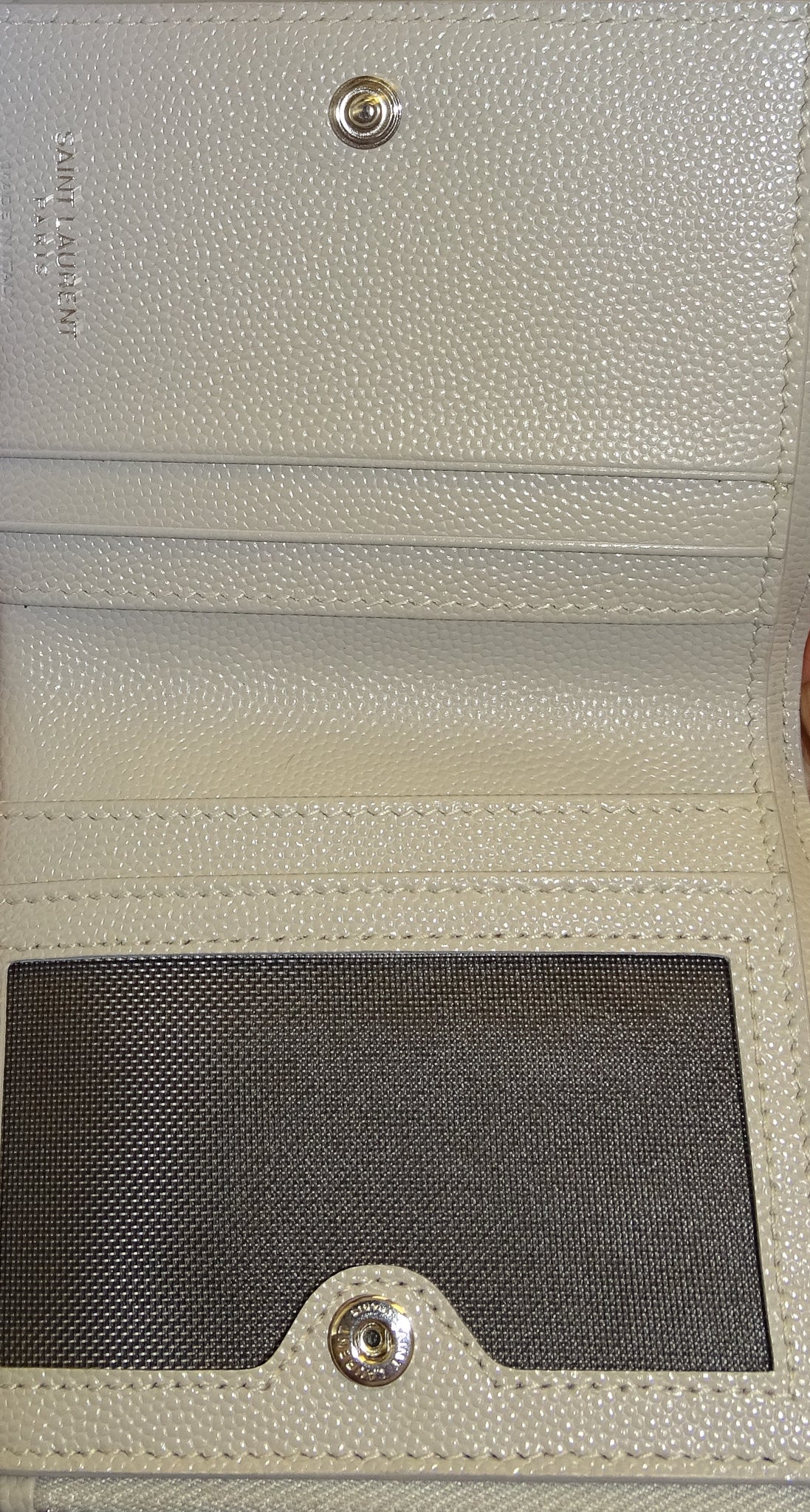 Saint Laurent Wallet Folded Grey Grain De Poudre SHW 2019