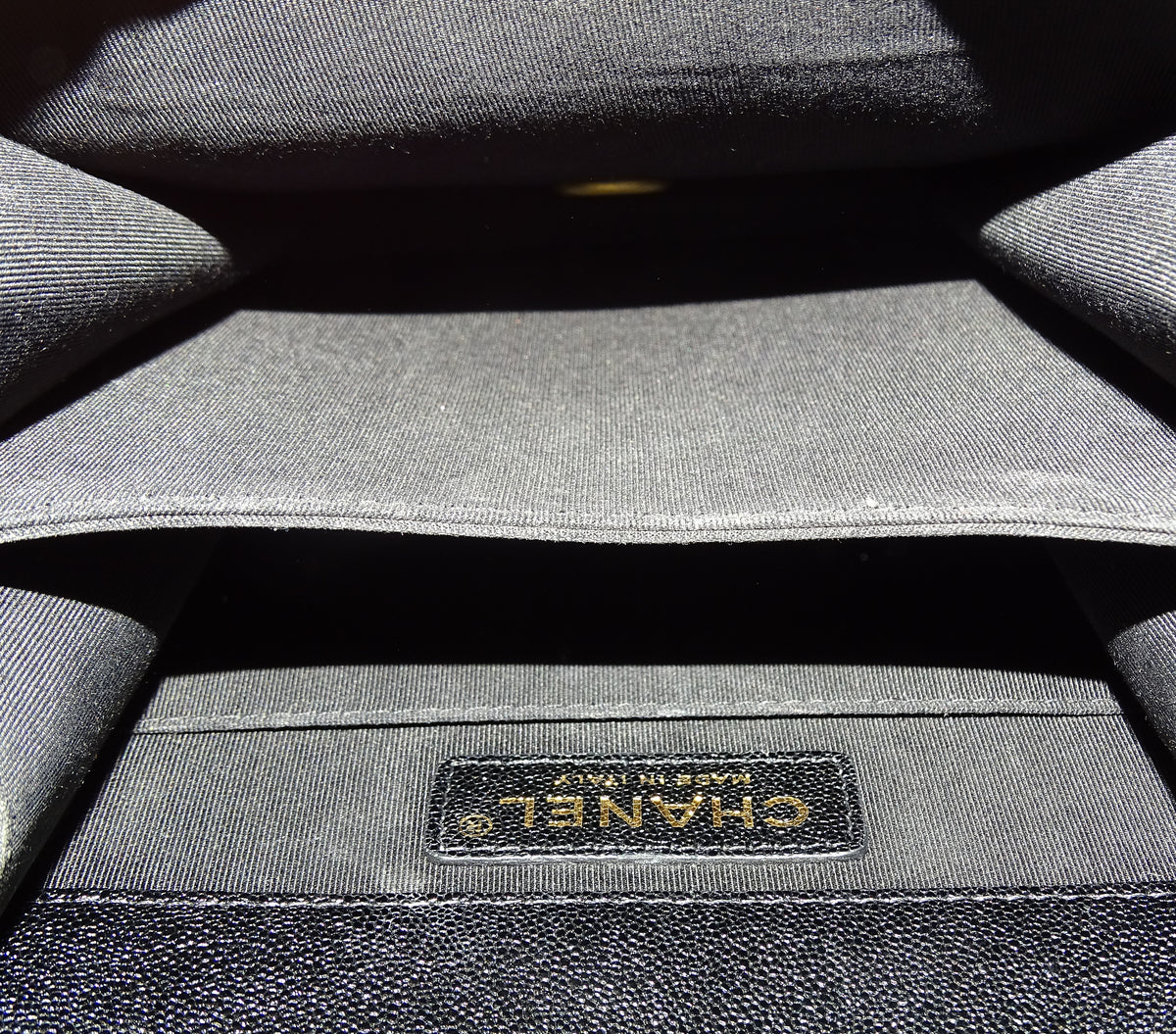 Chanel Boy Bag North South Caviar Leather Black 2019