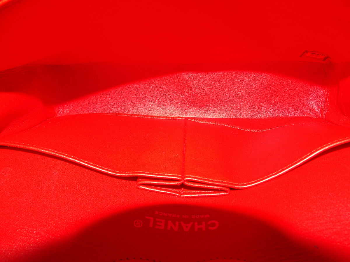 Chanel Classic Double Flap Bag Red Patent Silver HW 2014
