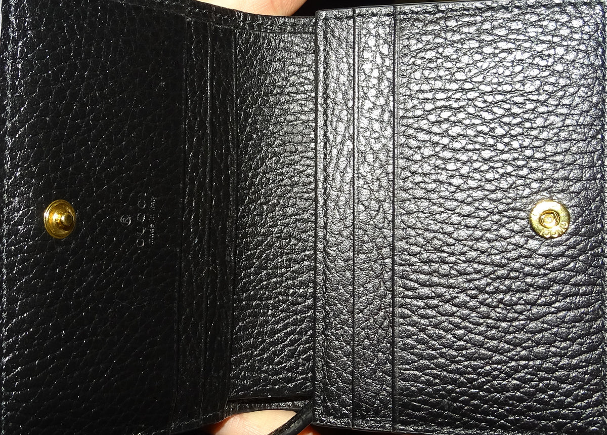 Gucci Marmont Card Wallet GG Supreme and Black Leather