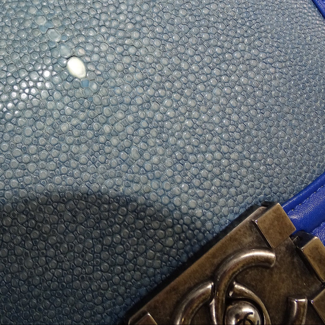 Chanel Boy Bag Small Sting Ray and Blue Leather 2013/14