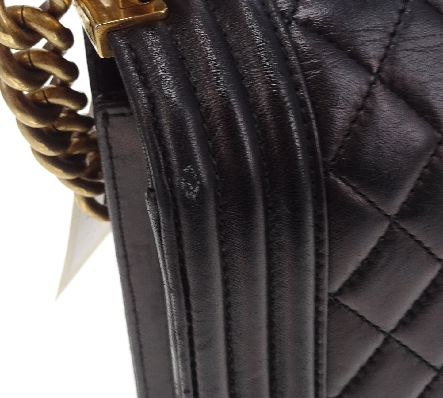 Chanel Lambskin Boy Bag New Medium 21 Series Black With Gold Hardware