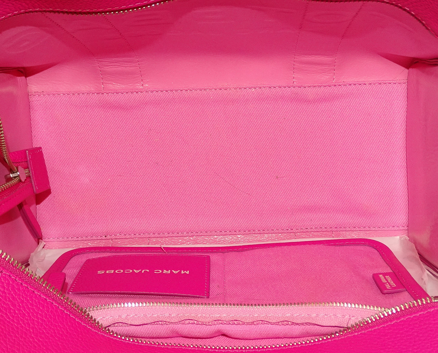 Marc Jacobs Lipstick Pink Full Grain Leather Medium The Tote Bag