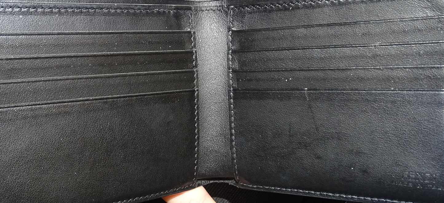 Fendi Grey Zucca with Yellow/Black Leather Folded Wallet