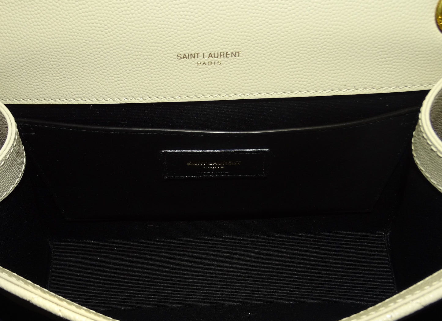 Saint Laurent Blanc Vintage Grain De Poudre Medium Envelope Shoulder Bag