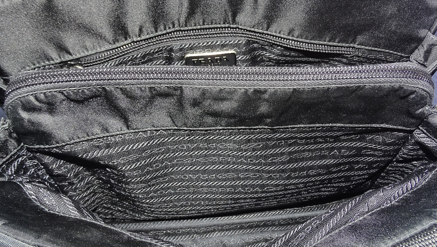 Prada Black Nylon Vintage Structured Top Handle Bag