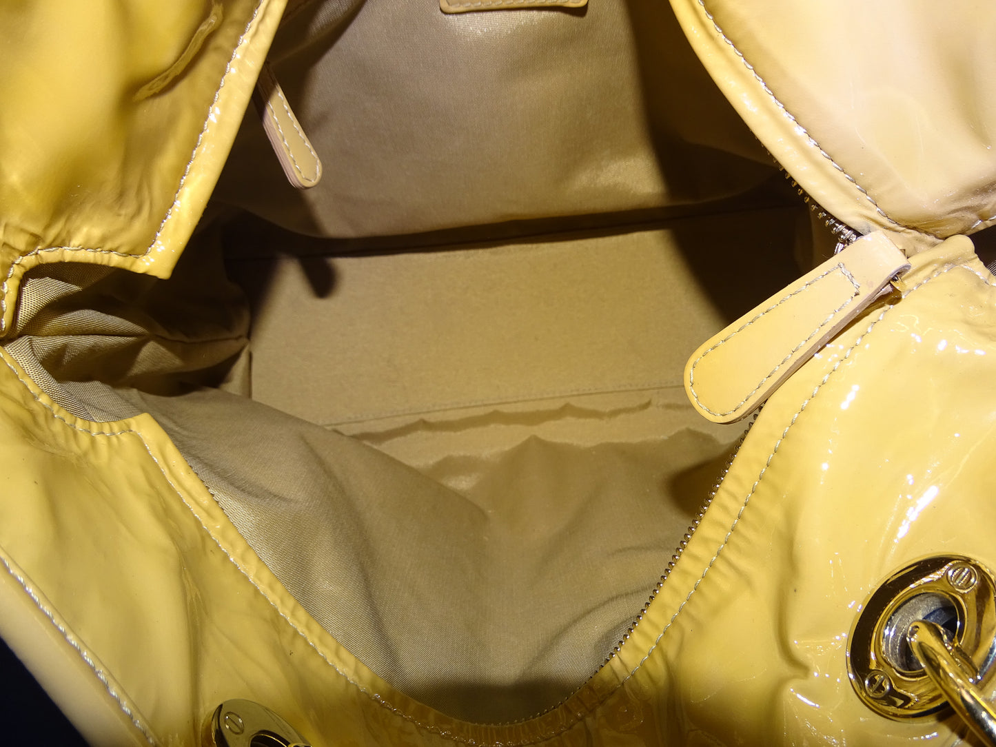 Dior Beige Cannage Patent Stitch Leather Quilted Tote 2010