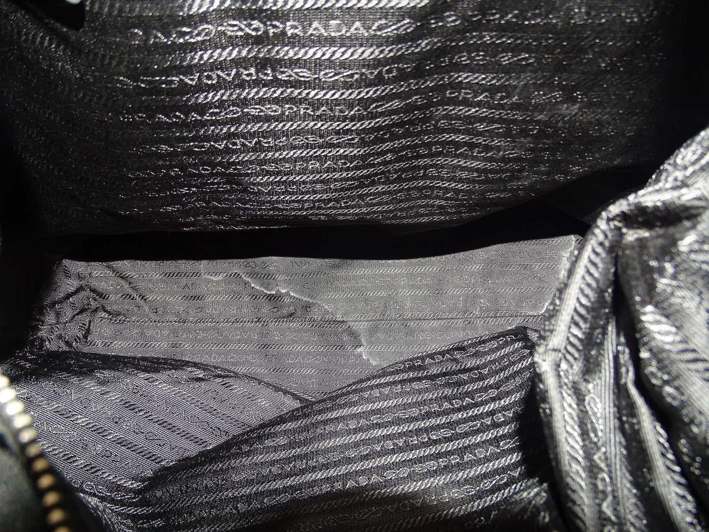Prada Black Logo Nylon and Leather Tote with Charm