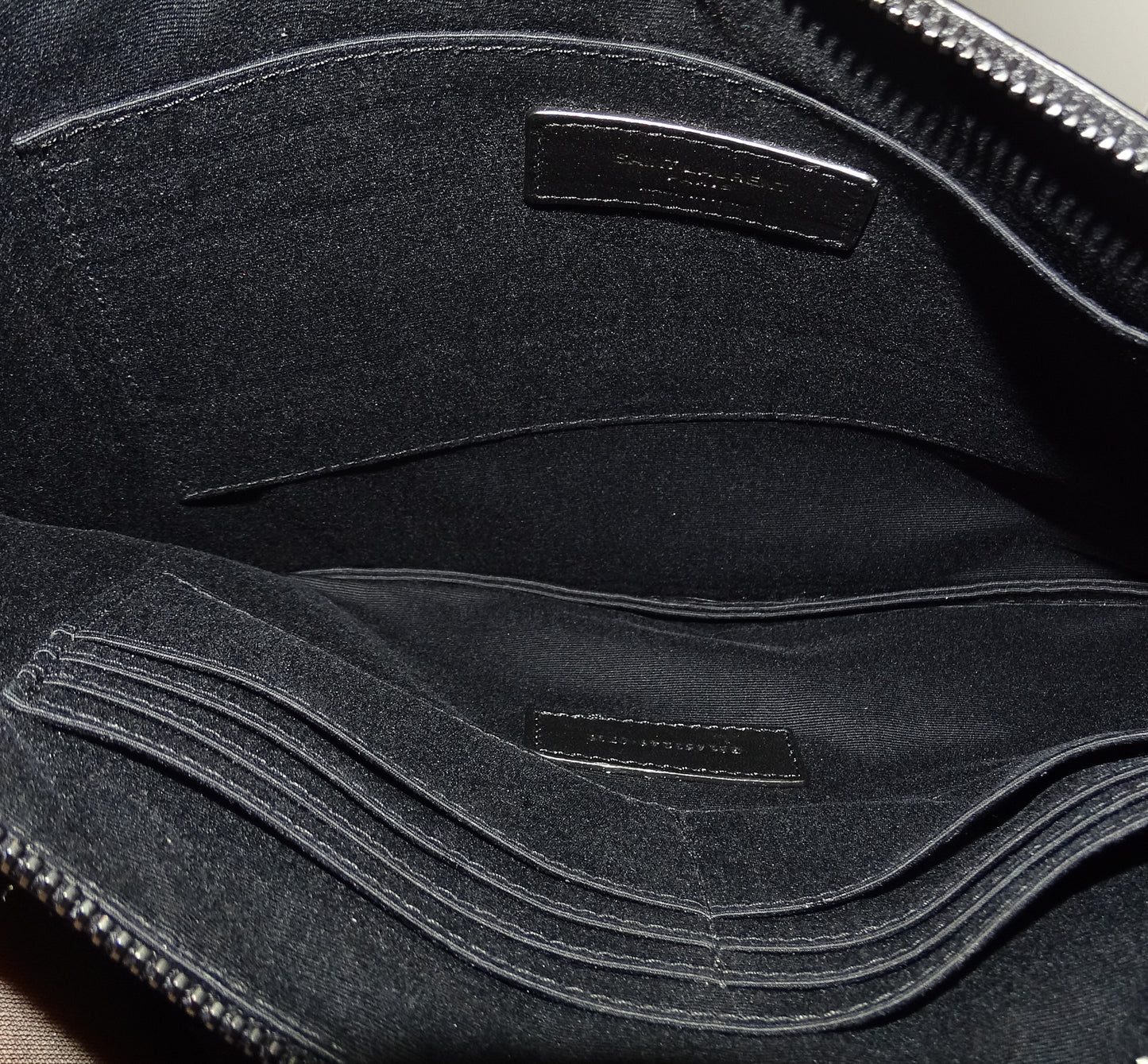 Saint Laurent All Black Croc Embossed Leather Cassandre Pouch 2019