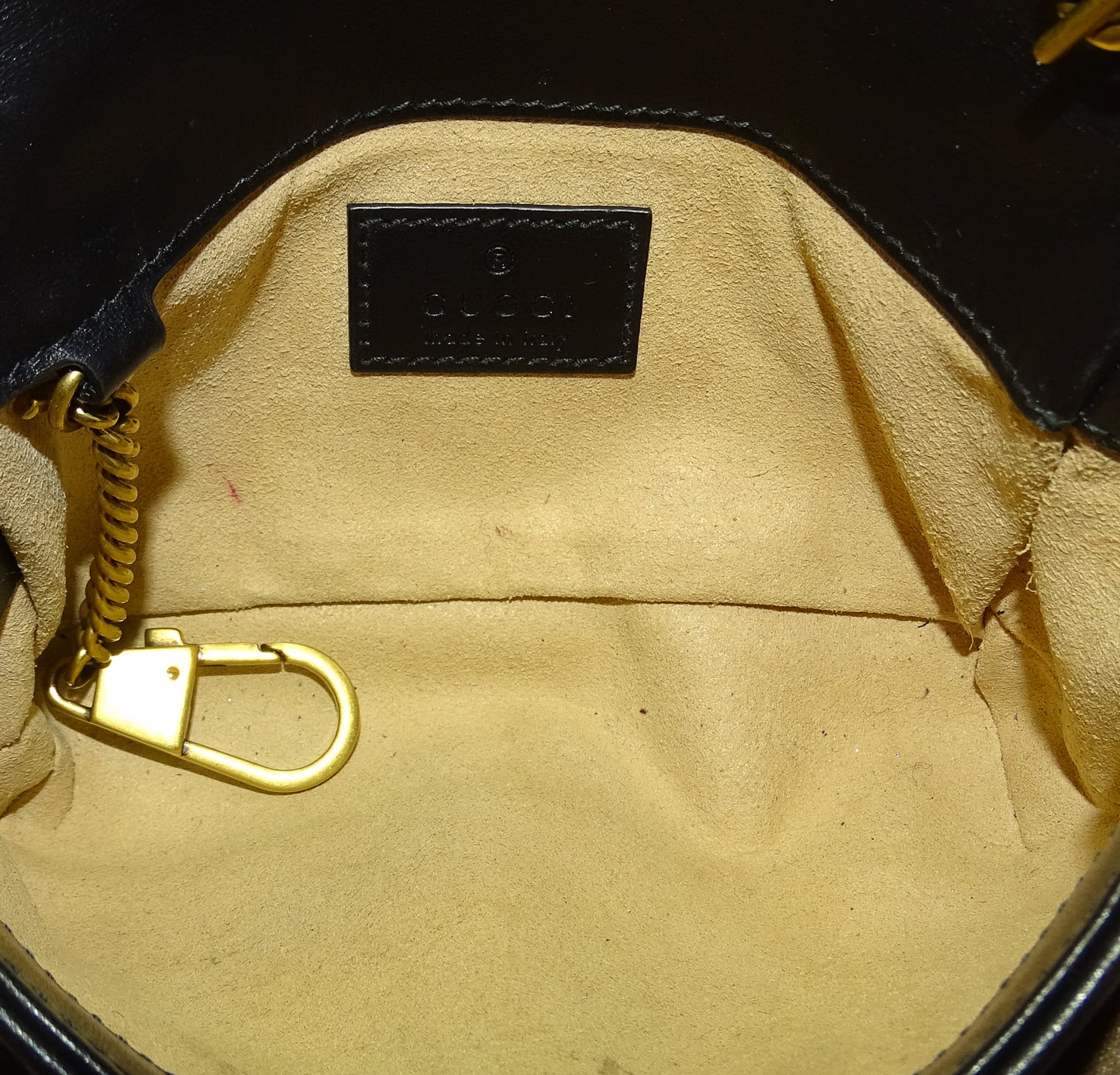 Gucci Black Chevron Super Mini Marmont Crossbody
