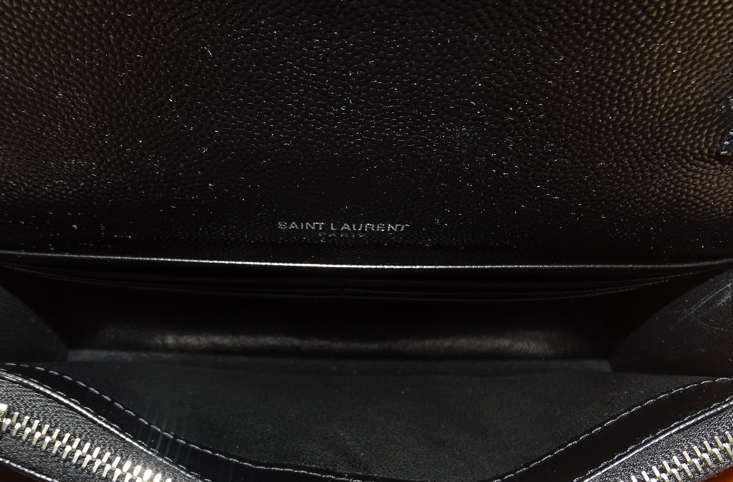 Saint Laurent Black Grain De Poudre Wallet On Chain