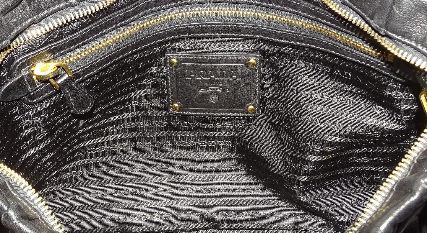 Prada Black Gaufre Clutch Bag