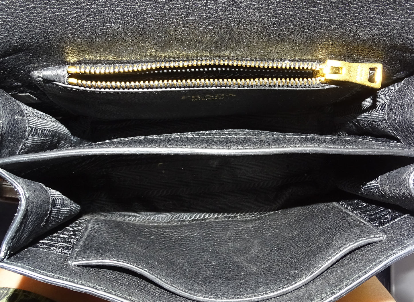 Prada Black Vitello Daino Flap Crossbody Bag