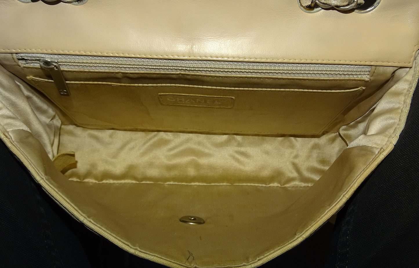 Chanel Beige Travel Ligne Single Flap Shoulder Bag 2002/03