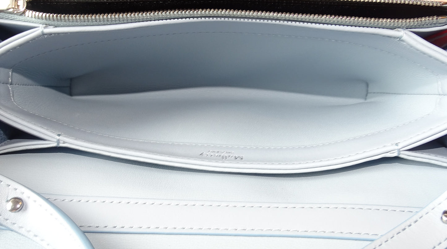 Mulberry Lana Wallet On Strap Poplin Blue High Gloss Leather