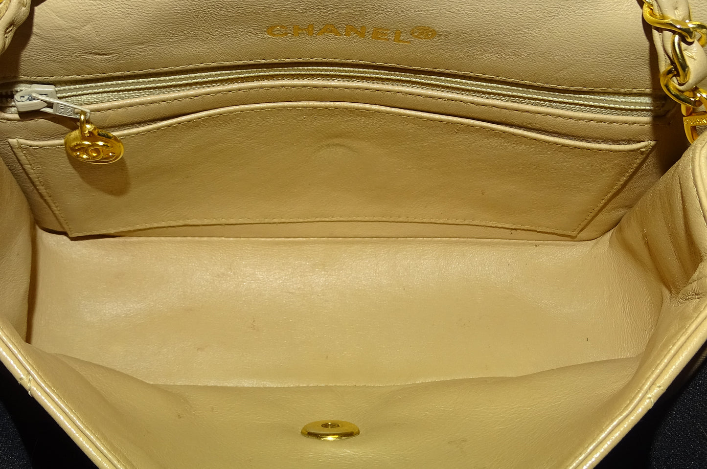 Chanel Beige Lambskin Diana Flap Bag 1989/91