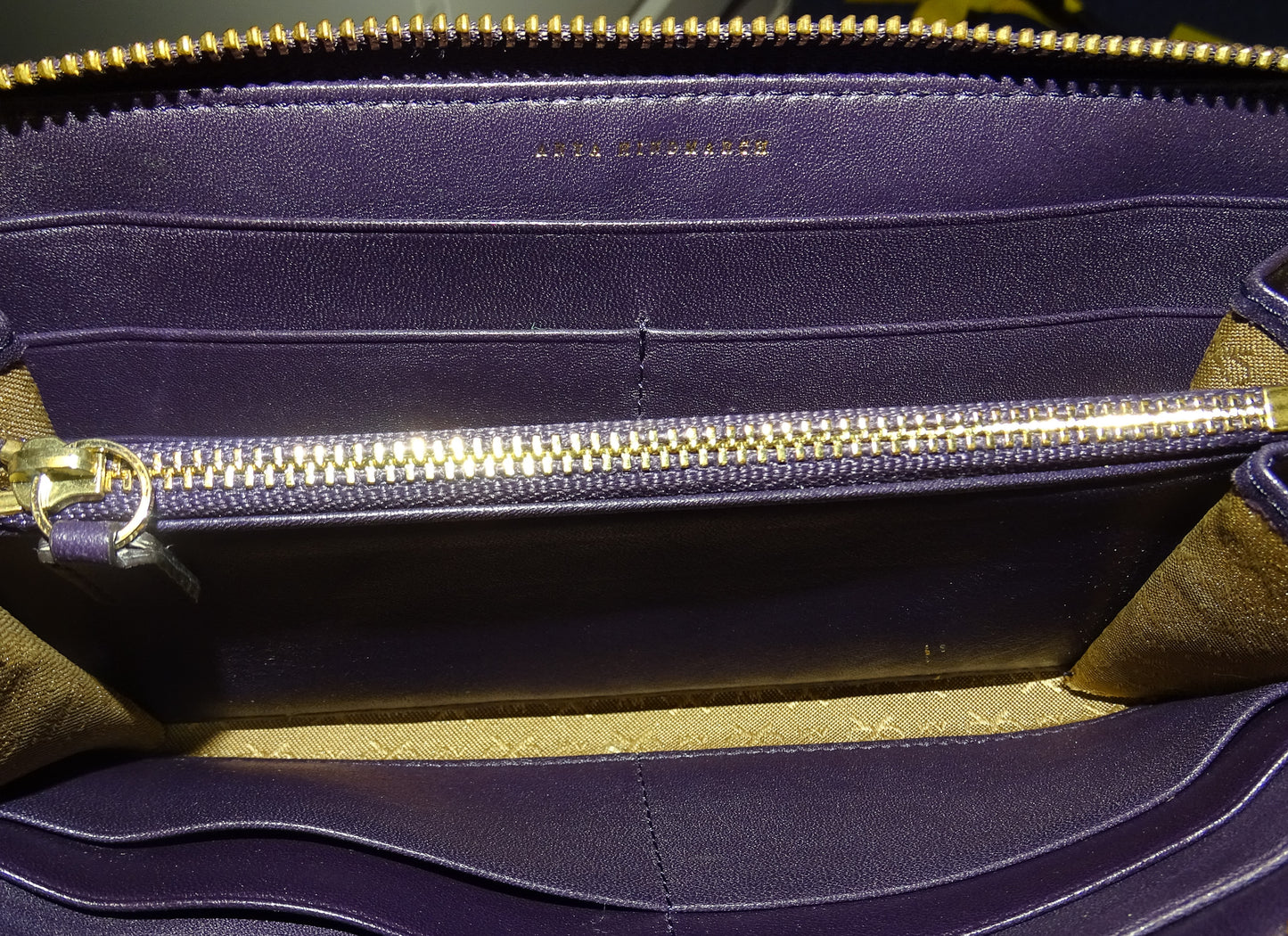 Anya Hindmarch Purple Leather Heart Stud Long Zip Wallet