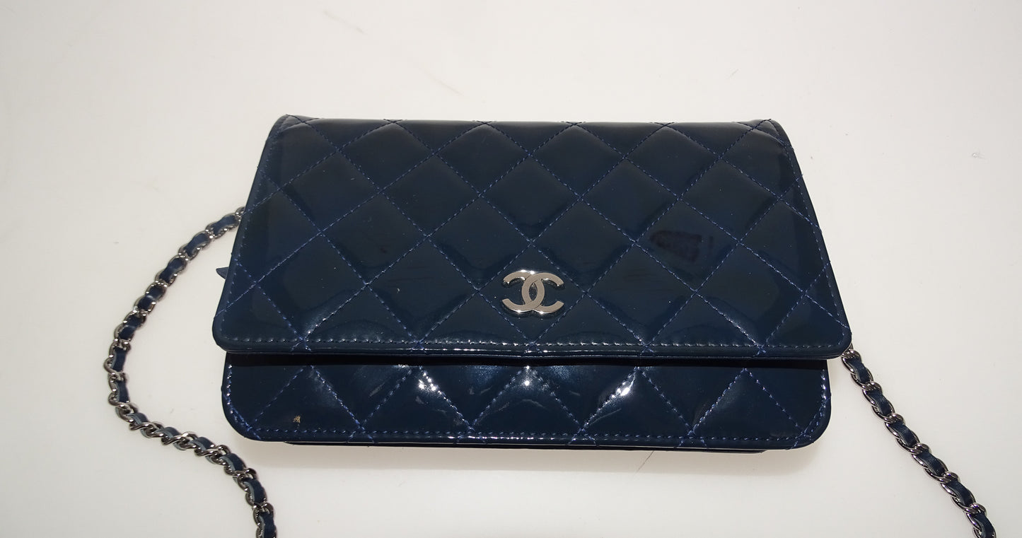 Chanel Patent Wallet On Chain Deep Green SH 14 Series
