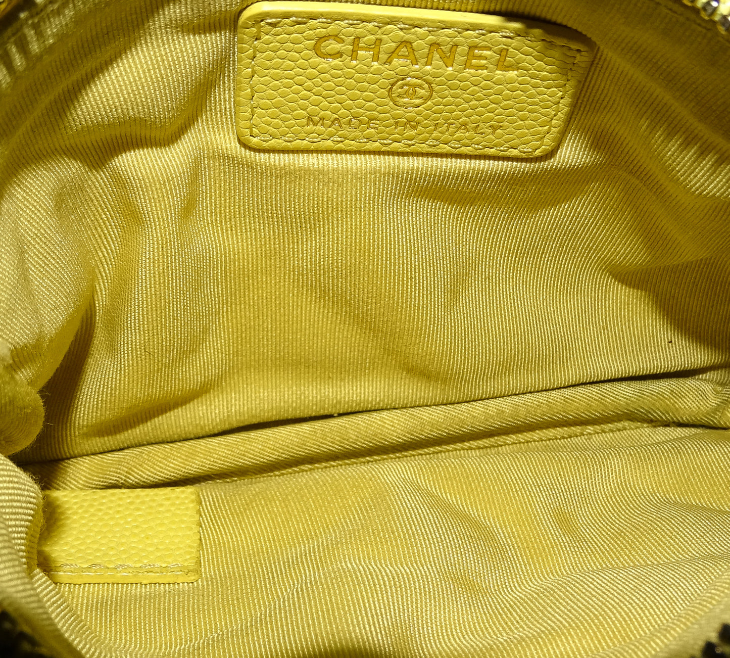 Chanel Soft Caviar Lemon Yellow Classic Mini Pouch 2019