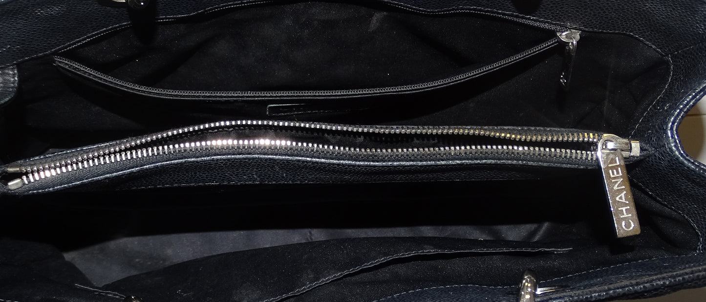 Chanel GST Grande Shopping Tote Black Caviar Leather Vintage NM